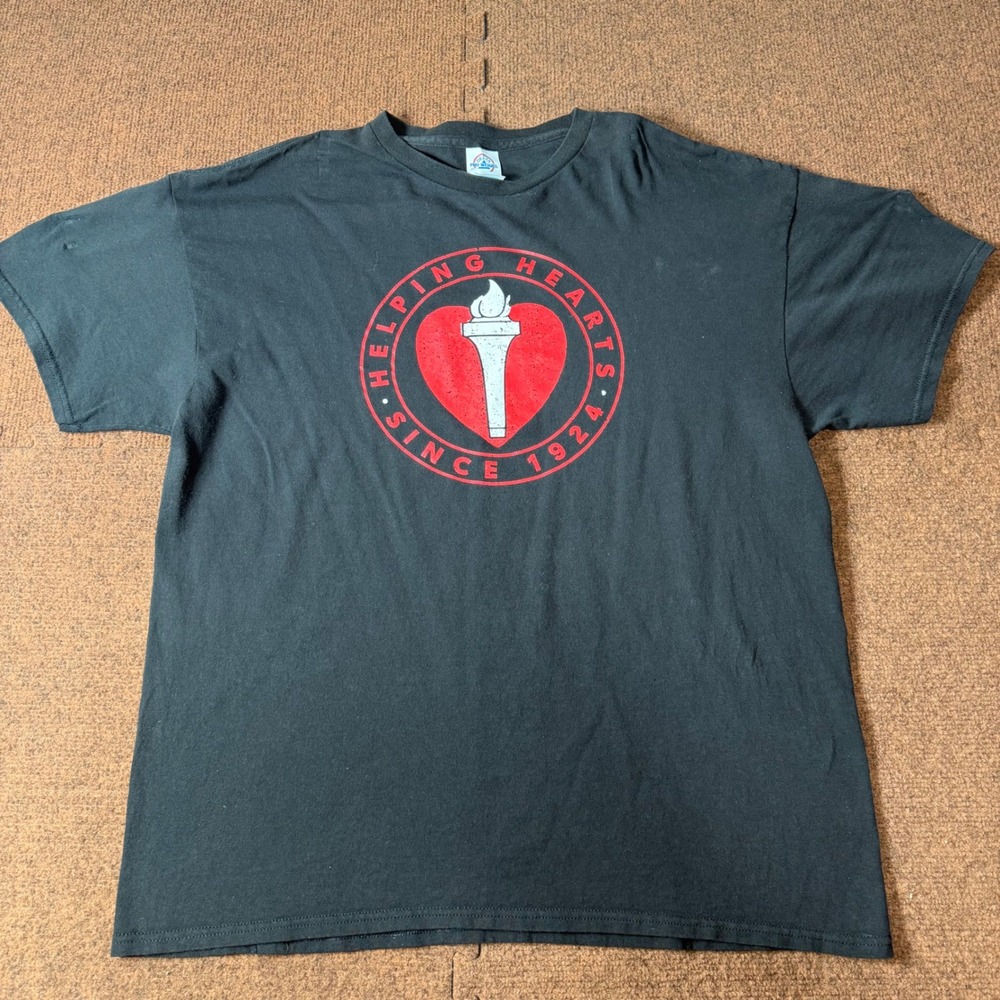 Rare Delta Pro Weight Helping Hearts Since‎ 1924 Graphic T-Shirt Black XL Mens